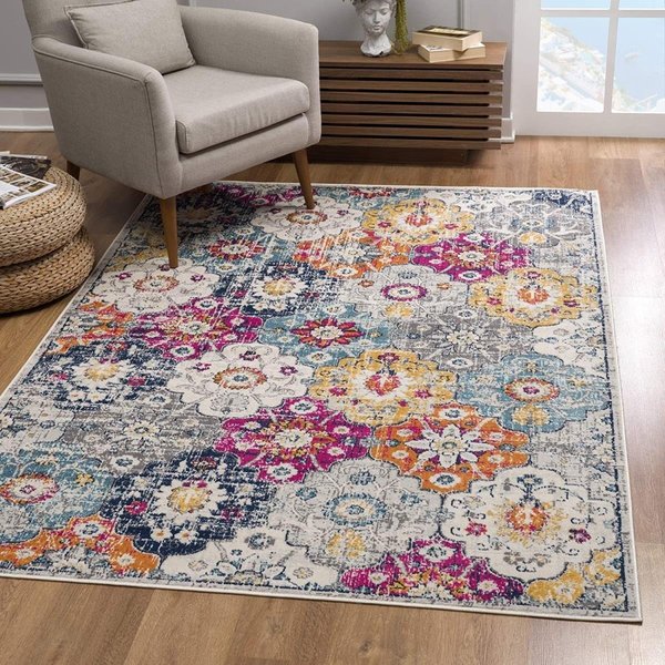 Palacedesigns 4 x 6 ft. Rust Distressed Floral Area Rug PA2627849